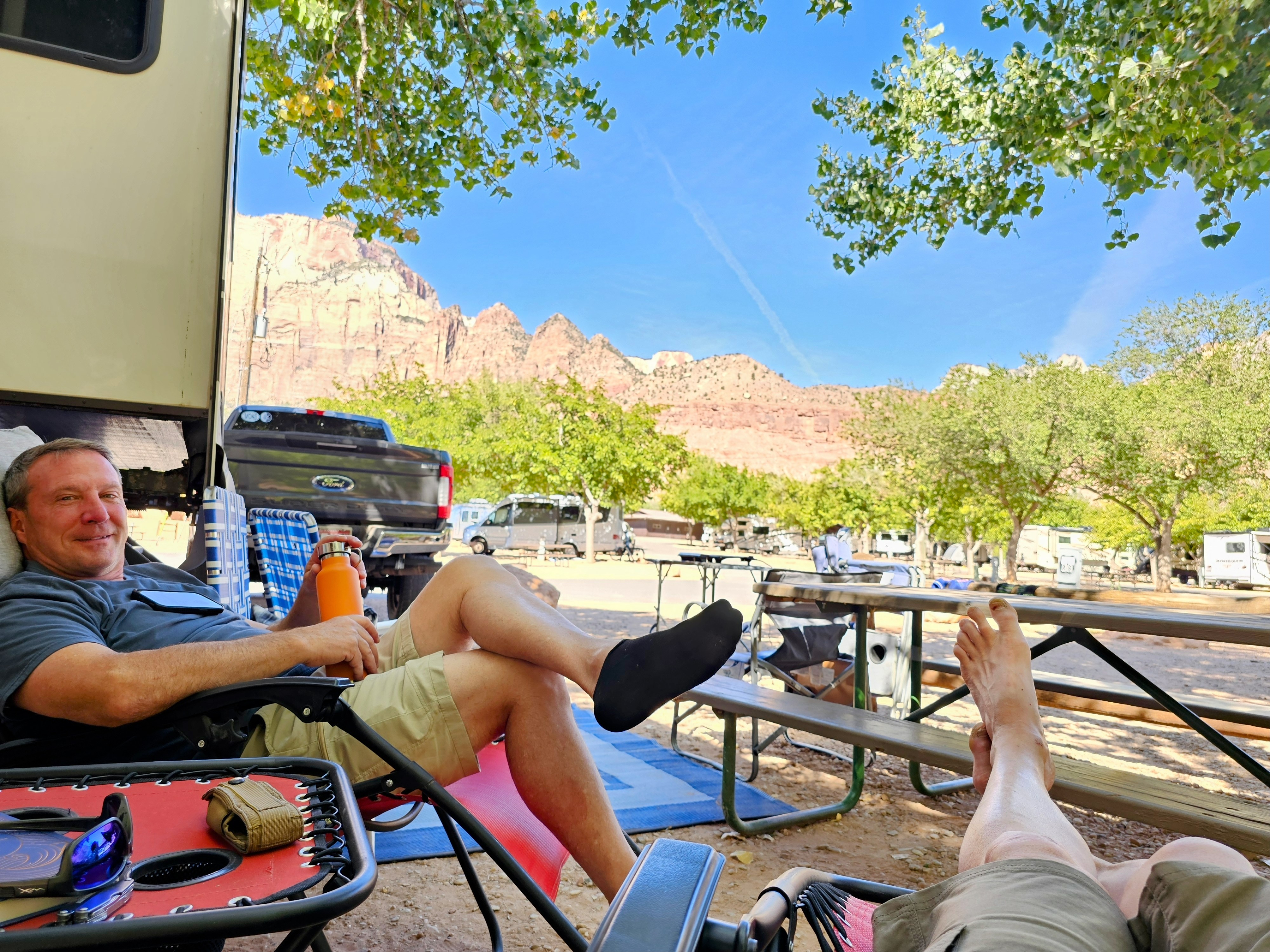 The campsite on the Virgin River outside Zion